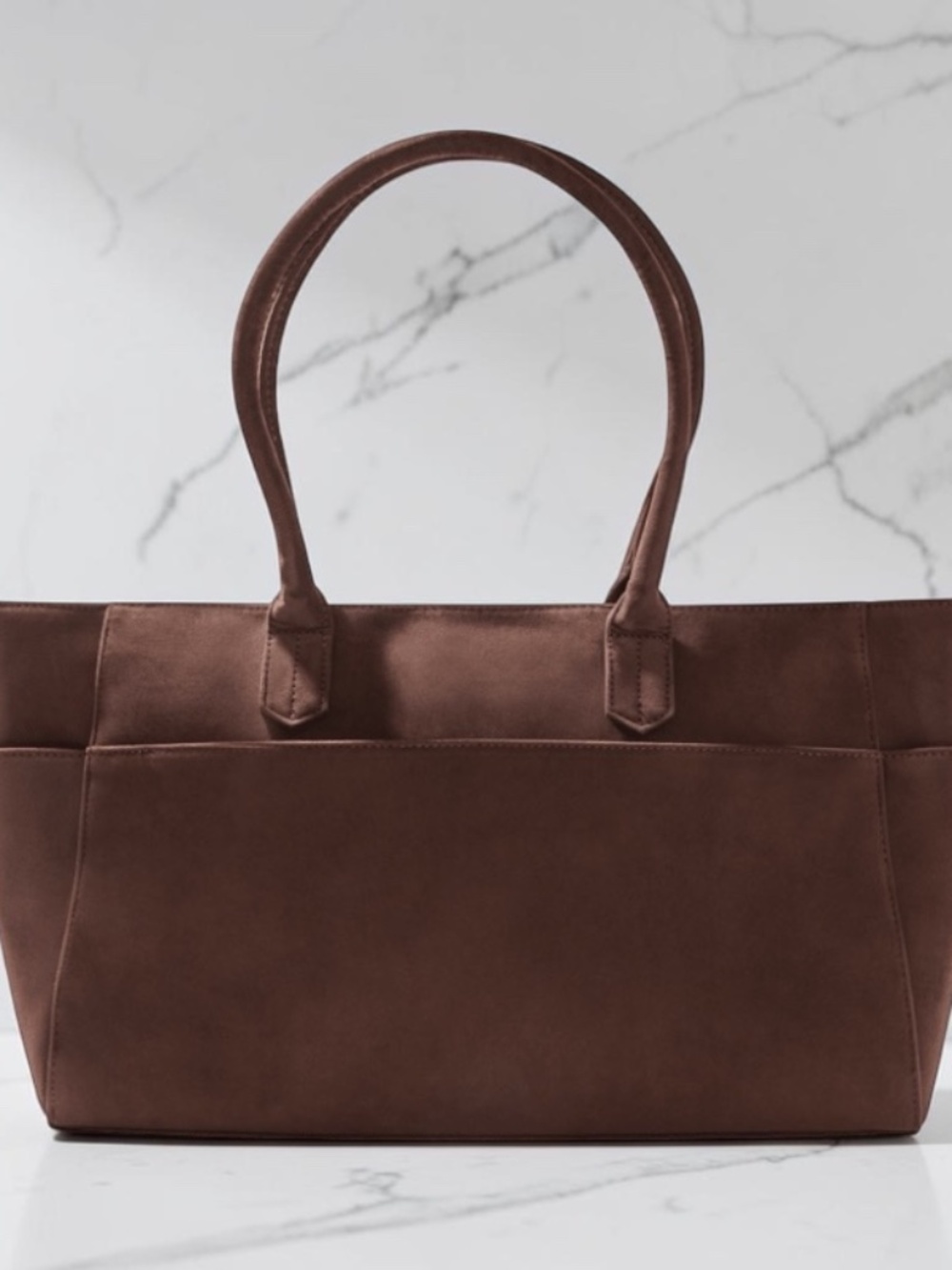 Mali + Lili Faux Suede Tote - Brown
